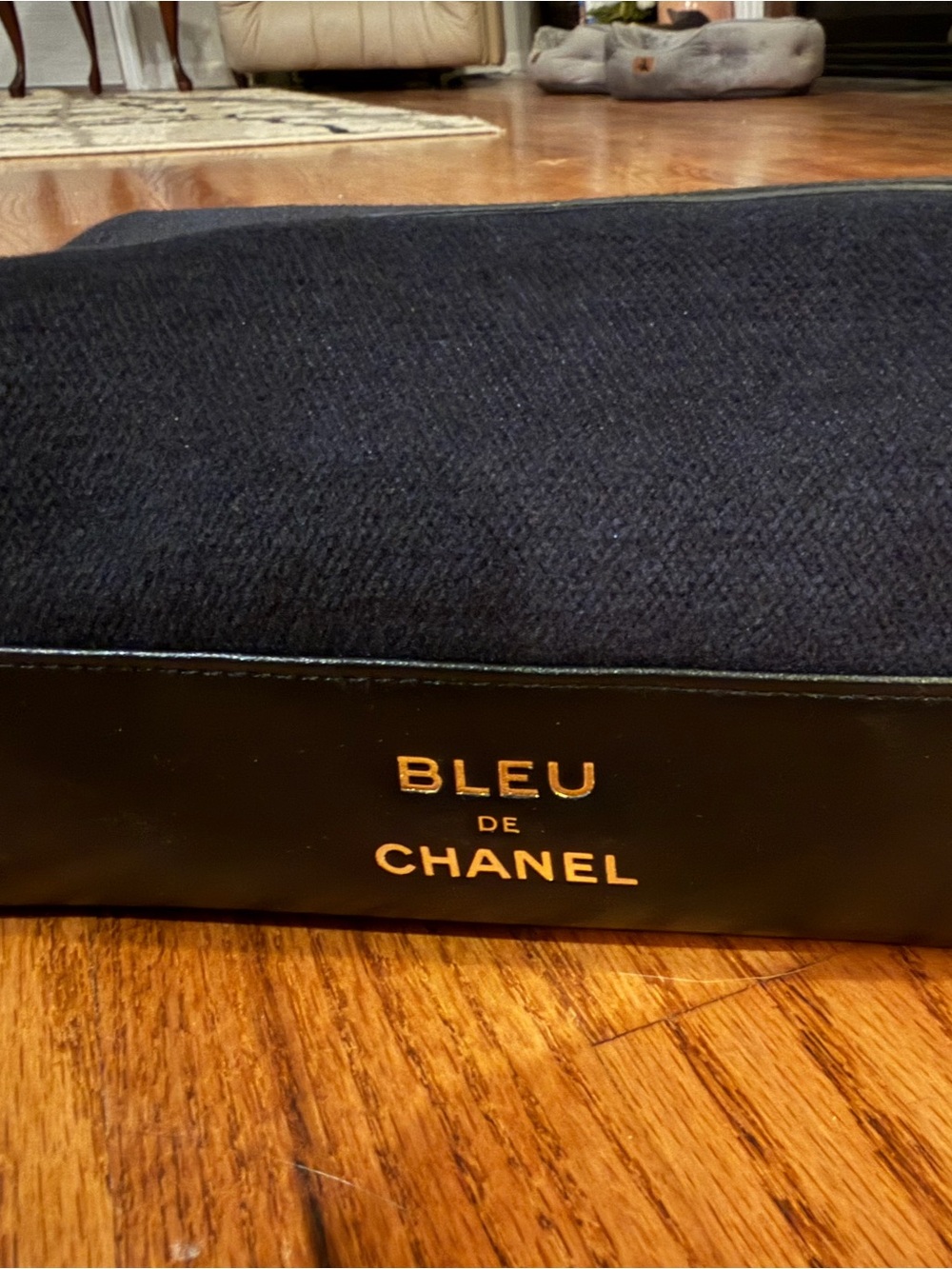 CHANEL Bleu de CHANEL Men's Travel Pouch in Black with Gold Logo